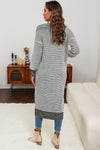 Gray Textured Knit Pocketed Duster Cardigan-Tops-MomFashion