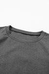 Medium Grey Solid Color 3/4 Sleeve Round Neck Blouse-Tops-MomFashion