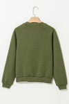 Jungle Green Solid Textured Raglan Sleeve Pullover Sweatshirt-Tops-MomFashion