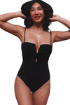 Black Twist Front Cut Out One-piece Swimsuit-Swimwear-MomFashion