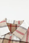 Khaki Plaid Print Buttoned Shirt Coat with Pocket-Outerwear-MomFashion