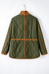 Green Stitching Quilted Drawstring Jacket-Outerwear-MomFashion