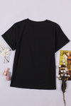 Black Solid Color Crew Neck Tee-Tops-MomFashion