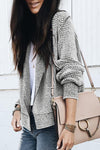 Grey Plaid Contrast Trim Open Front Cardigan-Tops-MomFashion