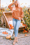 Orange Drop Shoulder Crew Neck Pullover Sweatshirt-Tops-MomFashion