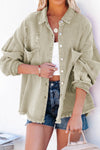 Green Distressed Fringe Trim Denim Jacket-Outerwear-MomFashion