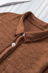 Brown Contrast Flap Pockets Relaxed Shacket-Outerwear-MomFashion