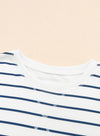 Striped Print Ribbed Trim Long Sleeve Top-Tops-MomFashion