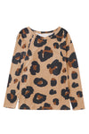 Leopard Print Long Sleeve Loose Top-Tops-MomFashion