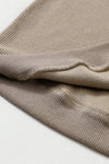 Khaki Solid Ribbed Knit Round Neck Pullover Sweatshirt-Tops-MomFashion