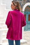 Rose Casual Pocketed Velvet Blazer-Outerwear-MomFashion