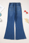 Blue Elastic High Waist Flare Jeans-Bottoms-MomFashion