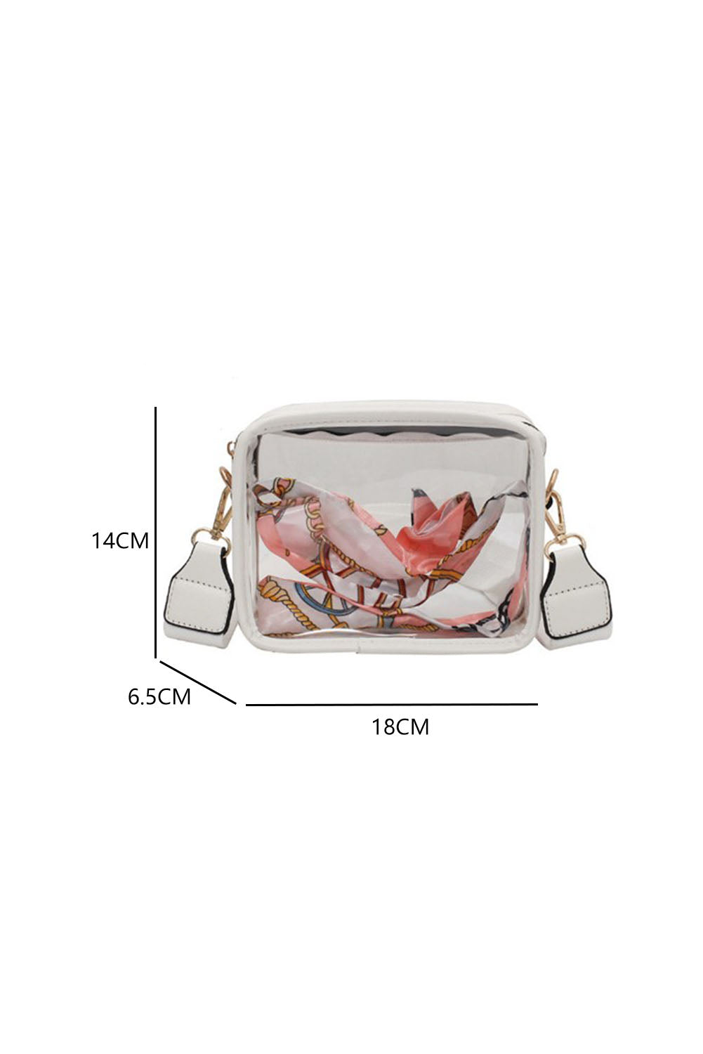 White Clear PVC Leather Strap Crossbody Bag-Shoes & Bags-MomFashion