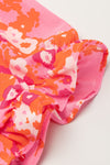 Pink Floral V Neck Short Ruffle Tiered Dress-Dresses-MomFashion