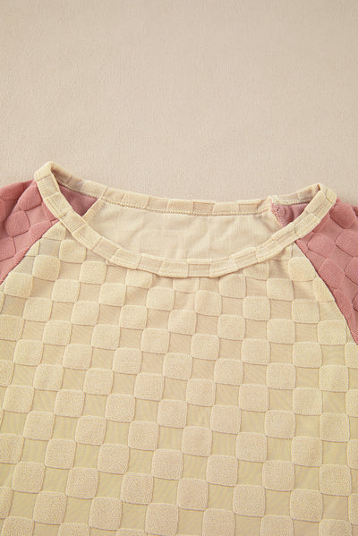 Parchment Colorblock Raglan Sleeve Textured Knit Top-Tops-MomFashion