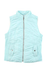 Sky Blue Zip-up Side Pockets Puffer Vest-Outerwear-MomFashion