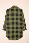 Green Turn-down Collar Plaid Shirt Coat-Outerwear-MomFashion