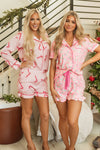 Pink Christmas Candy Cane Print Shirt and Shorts Pajama Set-Loungewear & Sleepwear/Sleepwear-MomFashion