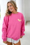 Strawberry Pink HOWDY Back Western Graphic Pullover Sweatshirt-Tops-MomFashion