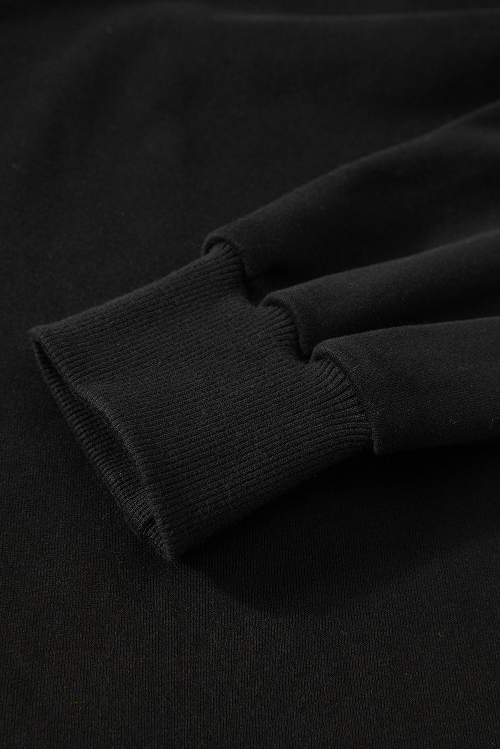 Black Solid O Neck High Low Hem Pullover Sweatshirt-Tops/Sweatshirts & Hoodies-MomFashion