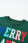 Blackish Green Merry And Bright Cable Knit Pullover Sweatshirt-Tops-MomFashion