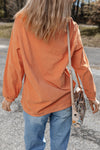 Orange Ribbed Corded Oversized Sweatshirt-Tops-MomFashion