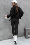 Black Solid Full Zipped Jacket-Outerwear-MomFashion