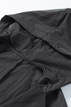 Black Drawstring Turndown Collar Hooded Outerwear-Outerwear-MomFashion