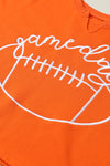 Orange Game Day Lettering Rugby Notched Neck Sweatshirt-Tops-MomFashion