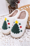 White Fuzzy Christmas Tree Pattern Home Slippers-Shoes & Bags-MomFashion