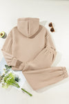 Pale Khaki Chunky Two-piece Hooded Sweatsuit-Loungewear-MomFashion