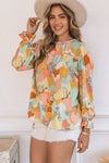 Pink Abstract Printed Long Sleeve Blouse-Tops-MomFashion