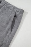 Gray Long Sleeve Top and Drawstring Shorts Lounge Set-Loungewear-MomFashion