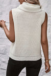 White Central Seam Cowl Neck Sweater Vest-Tops-MomFashion