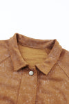 Khaki Vintage Washed Flap Pocket Button Shacket-Outerwear-MomFashion