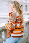 Brown Quilted Patch Pockets Aztec Furry Jacket-Outerwear-MomFashion