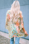 Multicolor Floral Open Sheer Shimmer Kimono-Outerwear-MomFashion