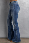 High Waist Flare Jeans with Pockets-Bottoms-MomFashion