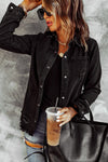 Black Ripped Denim Jacket-Outerwear-MomFashion