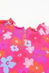 Multicolour Floral Bubble Sleeve Tiered Babydoll Dress-Dresses-MomFashion