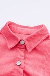 Pink Buttoned Flap Pocket Corduroy Jacket-Outerwear-MomFashion