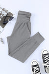 Gray High Waist Pleated Pocket Leggings-Bottoms-MomFashion