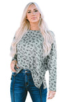 Leopard Animal Print Stitching Loose Long Sleeve Top-Tops-MomFashion