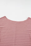 Dusty Pink Textured Knit Long Sleeve Top-Tops-MomFashion