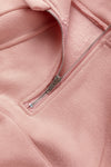 Pink Quarter Zip Kangaroo Pocket Hoodie-Tops-MomFashion