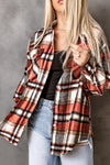 Orange Chest Pockets Flannel Plaid Shacket-Outerwear-MomFashion