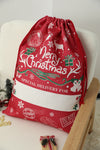 Red Merry Christmas Drawstring Gift Bag-Accessories-MomFashion