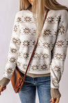 White Christmas Snowflake High Neck Knit Sweater-Tops-MomFashion