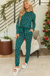 Green Christmas Candy Cane Printed Top and Pants Lounge Set-Loungewear & Sleepwear/Loungewear-MomFashion