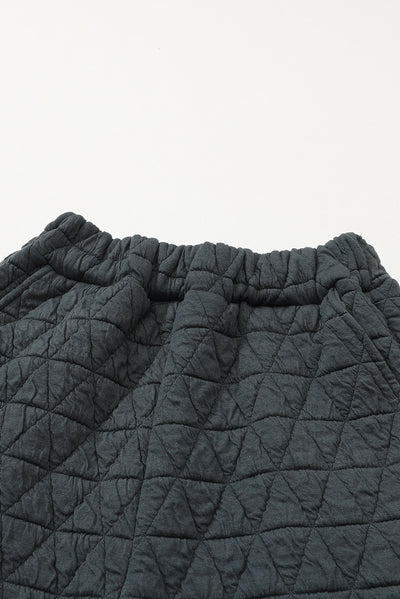 Dark Grey Solid Quilted Pullover and Pants Outfit-Loungewear-MomFashion